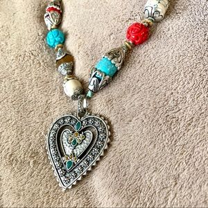 LUCKY BRAND Adjustable Reversible Heart Necklace
